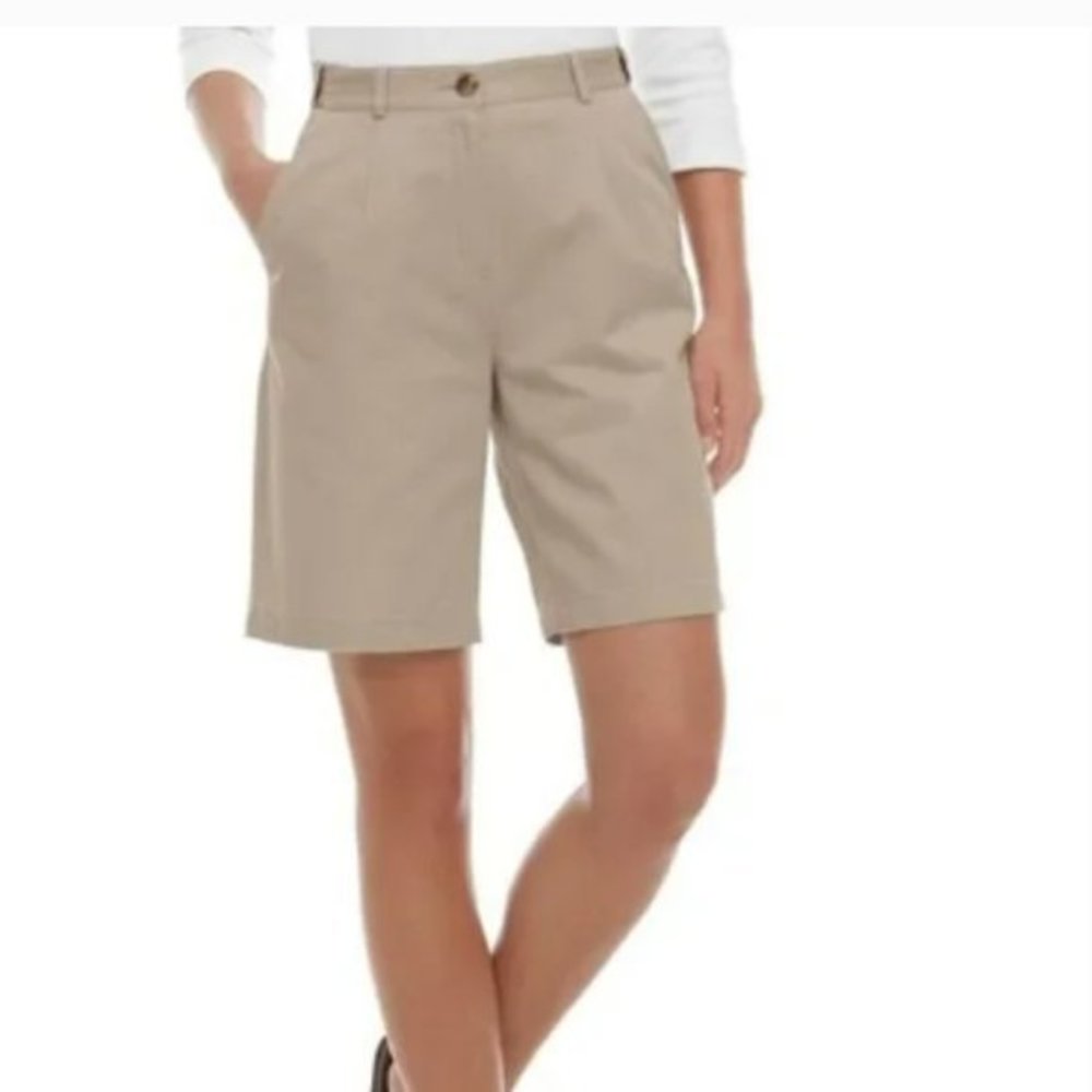 Vintage L.L. Bean Women's High Rise Khaki Tan‎  9” Shorts Sz. 14